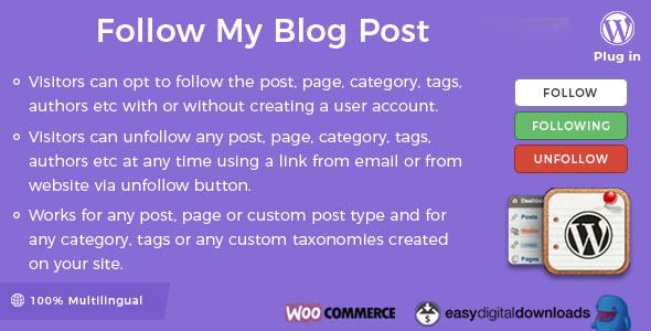 Follow My Blog Post WordPress Plugin v1.9.17