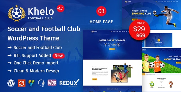 Khelo v2.7 – Soccer WordPress Theme