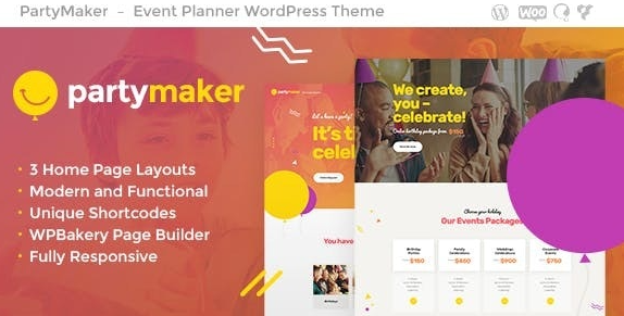 PartyMaker v1.1.3 | Event Planner & Wedding Agency WordPress Theme