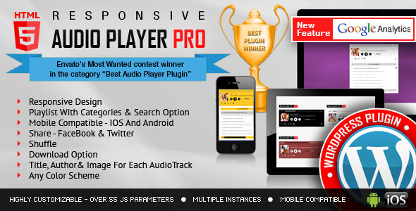 Responsive HTML5 Audio Player PRO v2.8.0 – WordPress Plugin