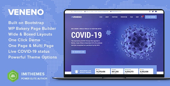 Veneno v1.4 – Coronavirus Information WordPress Theme