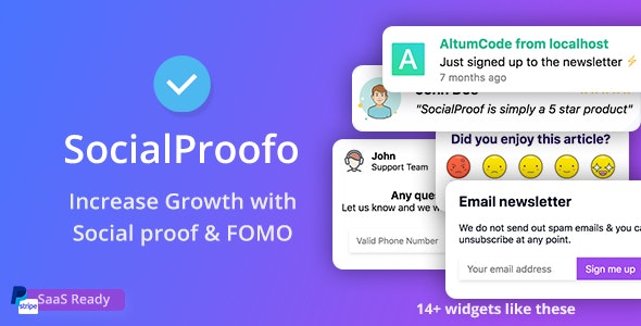 Codecanyon – SocialProofo – 14 Social Proof FOMO Notifications for Growth SaaS Ready v9.0.0 Nulled