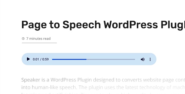 Codecanyon – Speaker – Page to Speech Plugin for WordPress v3.3.2