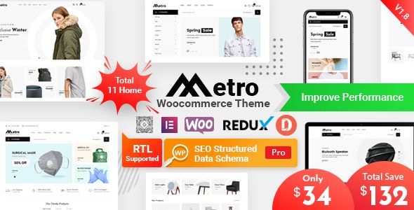 Metro – Minimal WooCommerce WordPress Theme v1.9.2