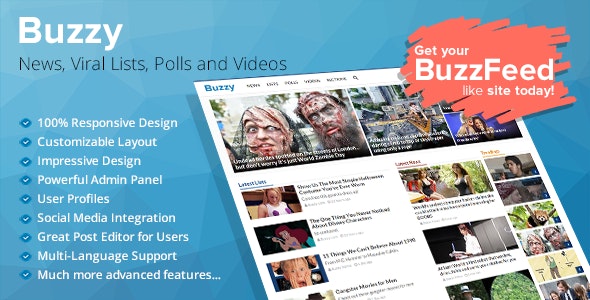 Codecanyon Buzzy News Viral Lists Polls and Videos v4.5.0