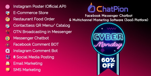 ChatPion Facebook Chatbot eCommerce Social Media Management Tool SaaS v7.2