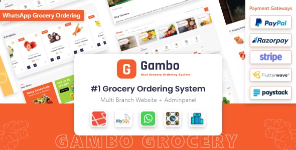 Codecanyon Gambo Online Grocery Ordering System Whatsapp Order v6.0 Nulled