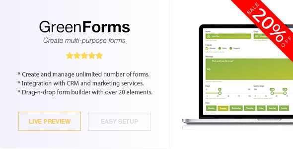 Codecanyon – Green Forms – Standalone Form Builder v1.40 Nulled