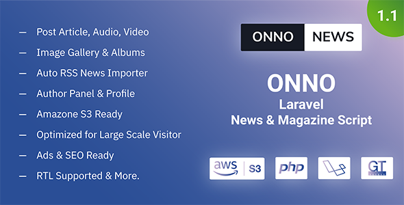 Codecanyon – ONNO – Laravel News & Magazine Script v1.1.0