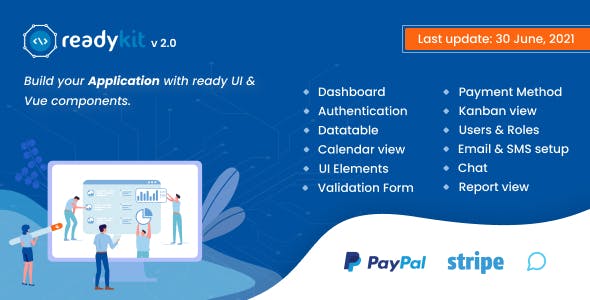 Codecanyon ReadyKit Admin User Dashboard Templates with functionality for Laravel Vue App Development v2.1