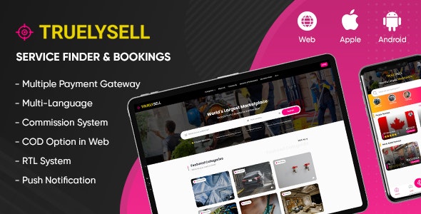 Codecanyon TruelySell On demand Service Marketplace Nearby Service Finder and Bookings Web Android iOS