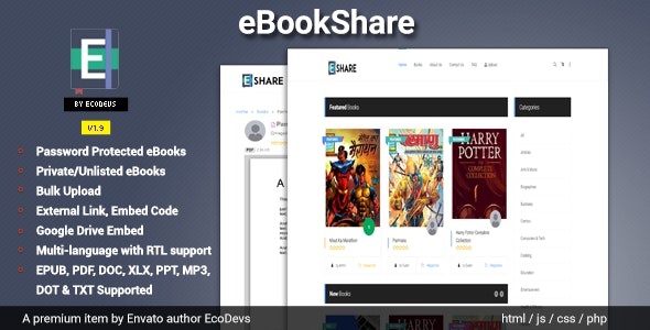 Codecanyon eBookShare eBook hosting and sharing script v1.9.5 Nulled