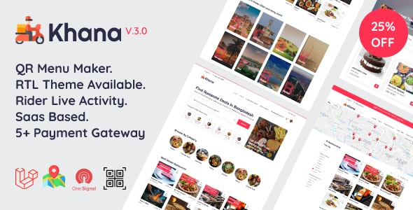 Codecanyon Khana Multi Resturant Food Ordering Restaurant Management With Saas And QR Menu Maker v4.0