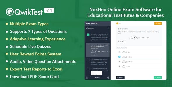 Codecanyon QwikTest NexGen Online Exam Quiz Software v1.2.0