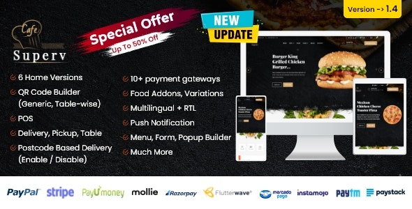 Codecanyon Superv Restaurant Website Management with QR Code Menu v1.4.2