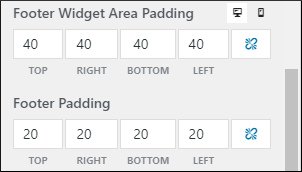 Exclusive footer widget and padding options seen only in premium version of GeneratePress