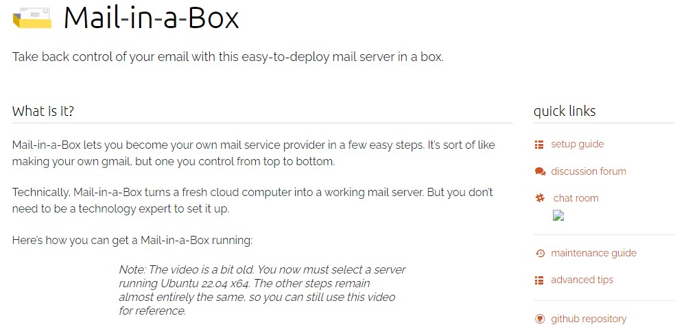 Mail-in-a-Box open source Email server software