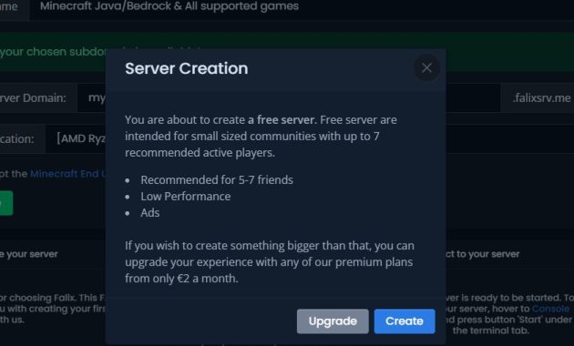 falixnodes free Game server creat
